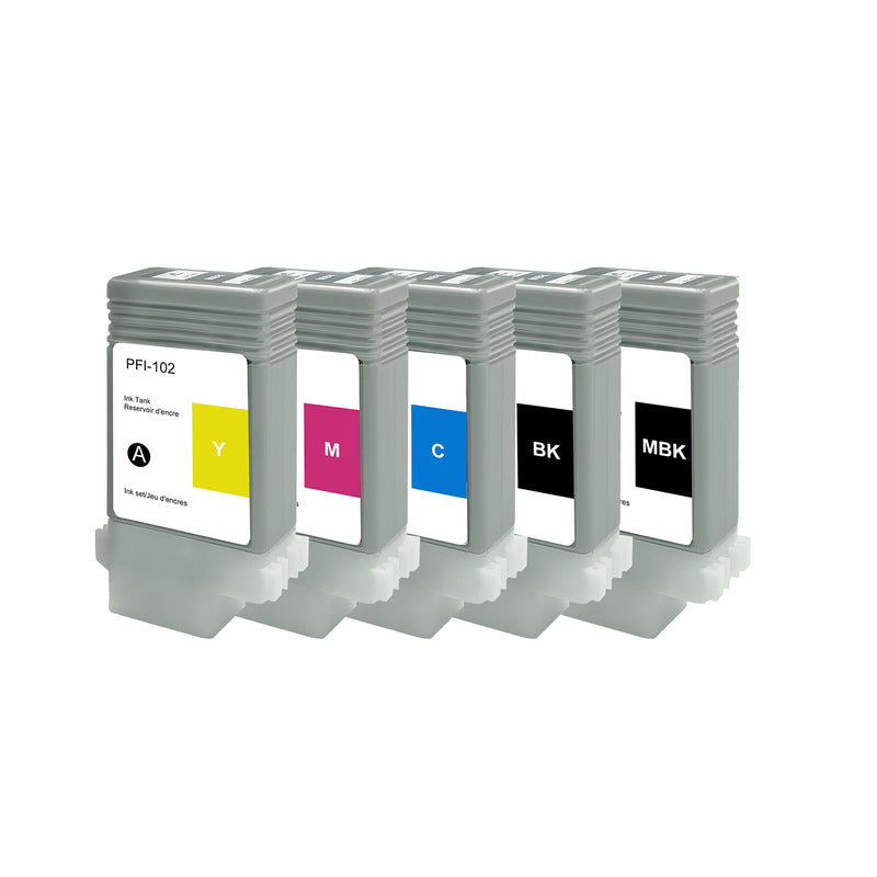 Compatible Canon PFI-102 Ink Cartridge Combo MBK/BK/C/M/Y By Superink