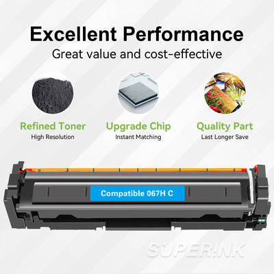 Compatible Canon 067H Cyan Toner Cartridge With Chip High Yield By Superink