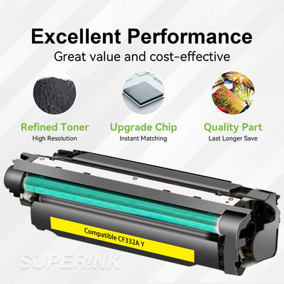 Compatible HP CF332A Toner Cartridge Yellow for HP M651 By Superink
