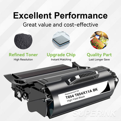 Cartouche de toner noir compatible Lexmark T654 / T654X11A par Superink