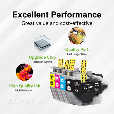 Compatible Brother LC402XL Ink Cartridge Combo High Yield by Superink