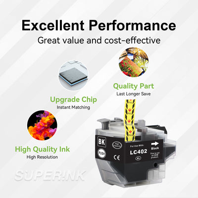 Compatible Brother LC402XL Black Ink Cartridge High Yield by Superink