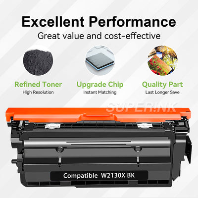 Compatible HP W2130X / 213X With Chip Black Toner By Superink