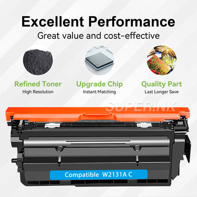 Compatible HP W2131A / 213A With Chip Cyan Toner By Superink